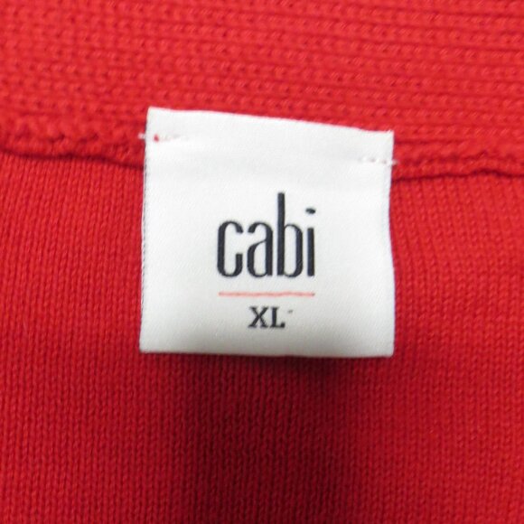 CABI womens SWEATER pink CARDIGAN red STRIPED picnic POCKET size XL - Picture 4 of 11